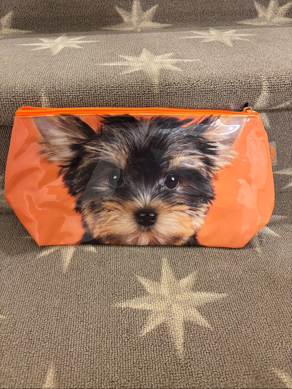 Orange Yorkie Print Dog Accessory Pouch